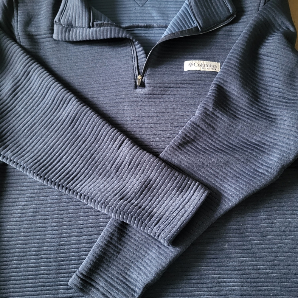 Columbia Men's Ribbed Zip-Up Sweater - Navy Performance Fishing Gear